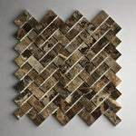 1x2 Emperador Dark Marble Polished Herringbone Mosaic Tile 1x2 Emperador Dark Marble Polished Herringbone Mosaic Tile - American Tile Depot