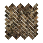 1x2 Emperador Dark Marble Polished Herringbone Mosaic Tile 1x2 Emperador Dark Marble Polished Herringbone Mosaic Tile - American Tile Depot