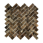 1x2 Emperador Dark Marble Polished Herringbone Mosaic Tile 1x2 Emperador Dark Marble Polished Herringbone Mosaic Tile - American Tile Depot