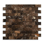 1x2 Emperador Dark Marble Split-Faced Mosaic Tile 1x2 Emperador Dark Marble Split-Faced Mosaic Tile - American Tile Depot