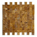 1x2 Gold / Yellow Travertine Split-Faced Brick Mosaic Tile 1x2 Gold / Yellow Travertine Split-Faced Brick Mosaic Tile - American Tile Depot