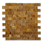 1x2 Gold / Yellow Travertine Split-Faced Brick Mosaic Tile 1x2 Gold / Yellow Travertine Split-Faced Brick Mosaic Tile - American Tile Depot