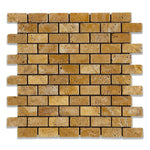 1x2 Gold / Yellow Travertine Tumbled Brick Mosaic Tile 1x2 Gold / Yellow Travertine Tumbled Brick Mosaic Tile - American Tile Depot