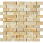 1x2 Honey Onyx Polished Brick Mosaic Tile 1x2 Honey Onyx Polished Brick Mosaic Tile - American Tile Depot