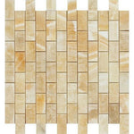 1x2 Honey Onyx Polished Brick Mosaic Tile 1x2 Honey Onyx Polished Brick Mosaic Tile - American Tile Depot