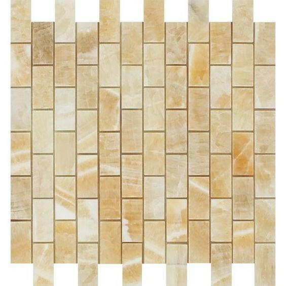 1x2 Honey Onyx Polished Brick Mosaic Tile 1x2 Honey Onyx Polished Brick Mosaic Tile - American Tile Depot