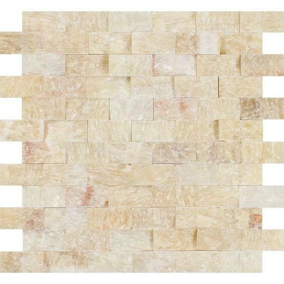 1x2 Honey Onyx Split-Faced Brick Mosaic Tile 1x2 Honey Onyx Split-Faced Brick Mosaic Tile - American Tile Depot