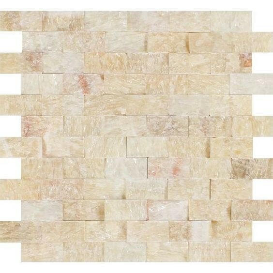 1x2 Honey Onyx Split-Faced Brick Mosaic Tile 1x2 Honey Onyx Split-Faced Brick Mosaic Tile - American Tile Depot