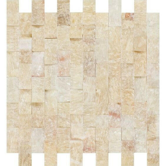 1x2 Honey Onyx Split-Faced Brick Mosaic Tile 1x2 Honey Onyx Split-Faced Brick Mosaic Tile - American Tile Depot