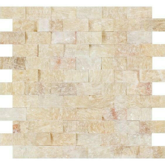 1x2 Honey Onyx Split-Faced Brick Mosaic Tile 1x2 Honey Onyx Split-Faced Brick Mosaic Tile - American Tile Depot