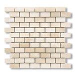 1x2 Ivory Travertine Filled & Honed Brick Mosaic Tile - American Tile Depot