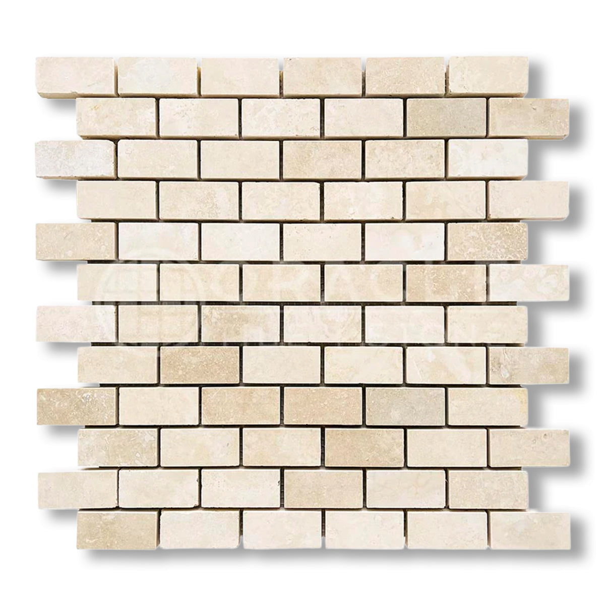 1x2 Ivory Travertine Filled & Honed Brick Mosaic Tile - American Tile Depot