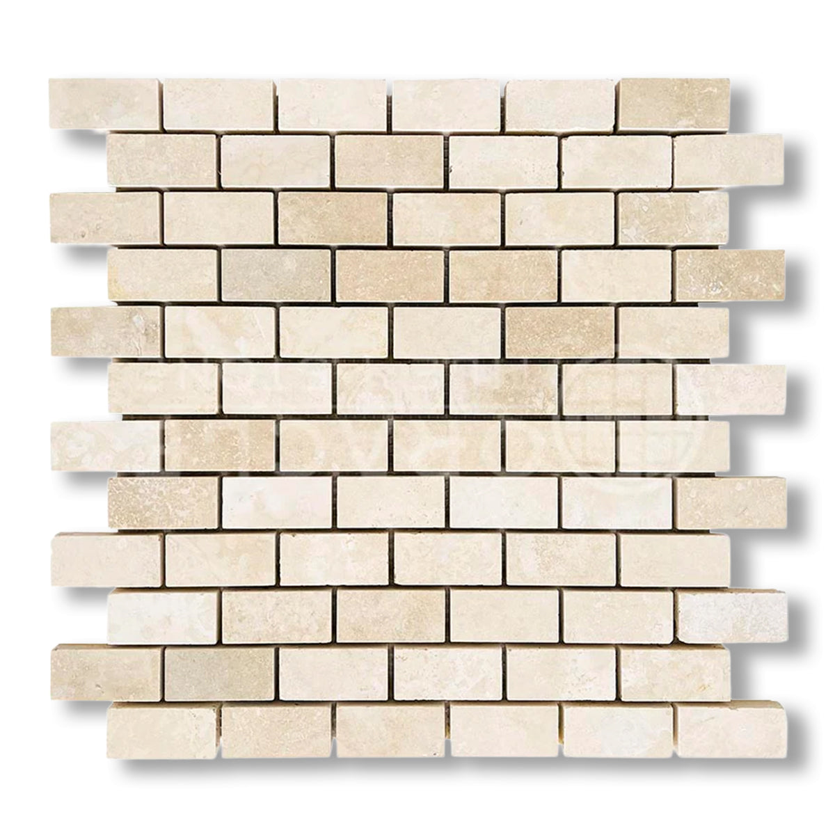 1x2 Ivory Travertine Filled & Honed Brick Mosaic Tile - American Tile Depot