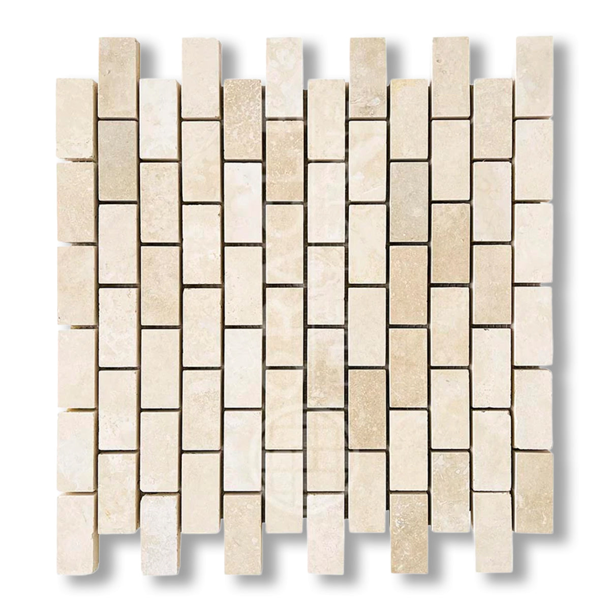 1x2 Ivory Travertine Filled & Honed Brick Mosaic Tile - American Tile Depot