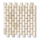 1x2 Ivory Travertine Filled & Honed Brick Mosaic Tile - American Tile Depot