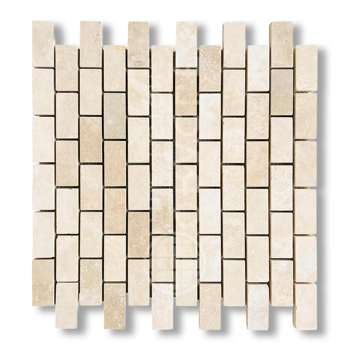 1x2 Ivory Travertine Filled & Honed Brick Mosaic Tile - American Tile Depot