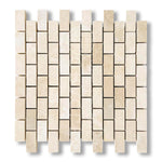 1x2 Ivory Travertine Filled & Honed Brick Mosaic Tile - American Tile Depot