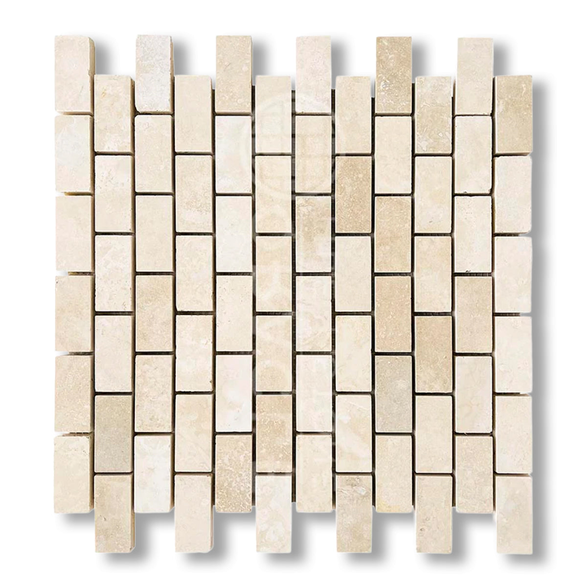 1x2 Ivory Travertine Filled & Honed Brick Mosaic Tile - American Tile Depot
