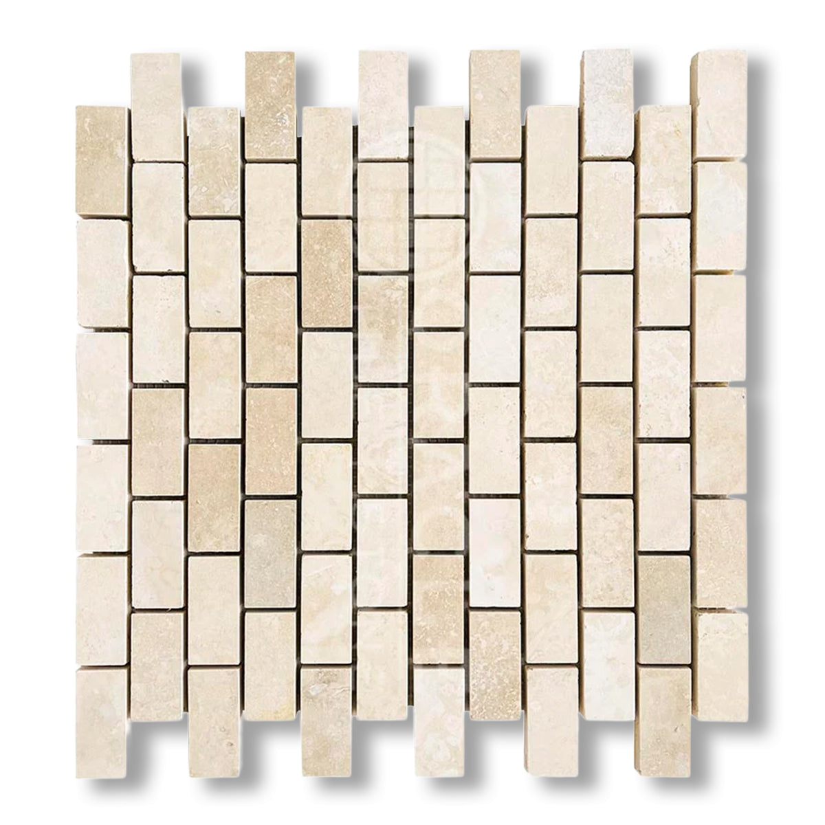 1x2 Ivory Travertine Filled & Honed Brick Mosaic Tile - American Tile Depot