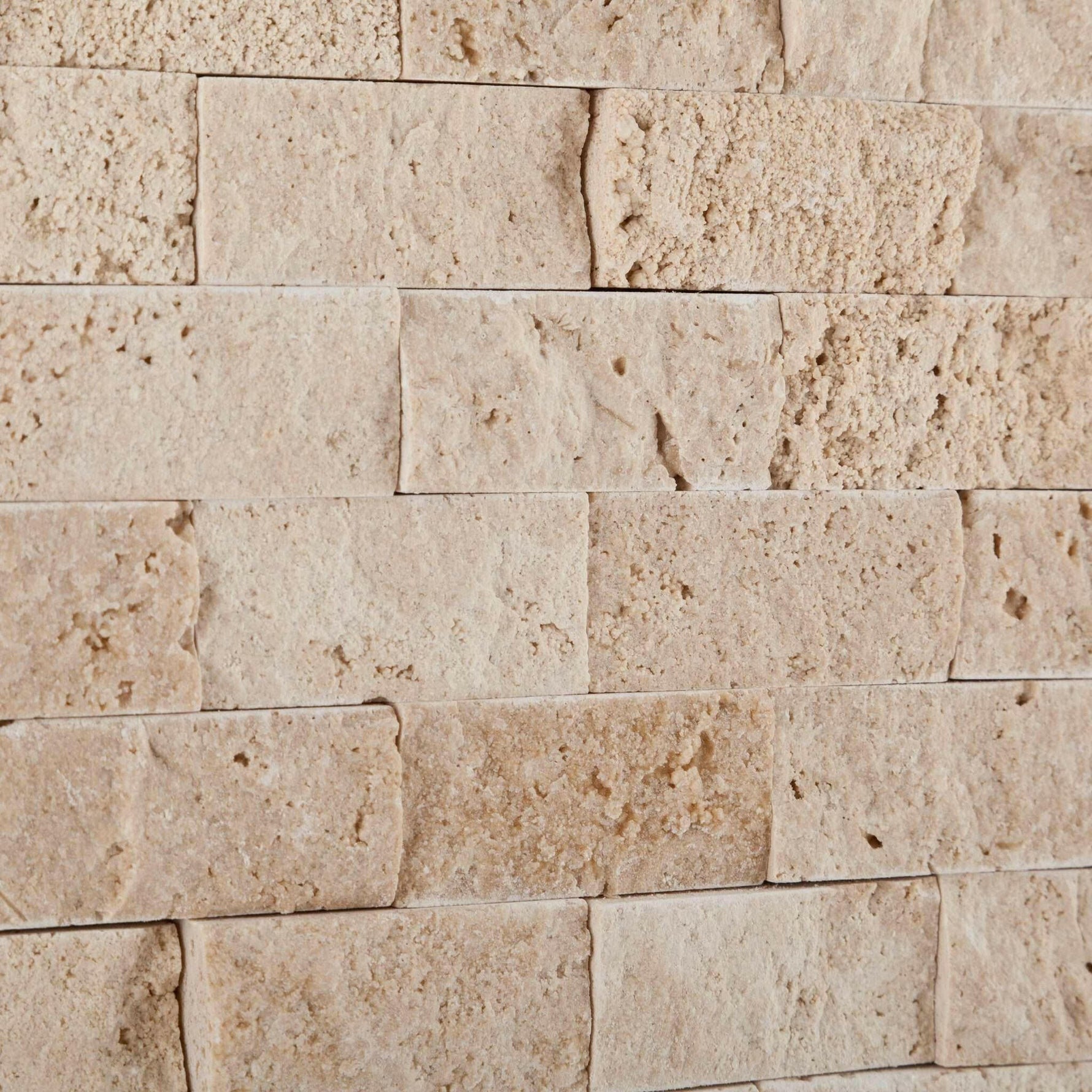 1x2 Ivory Travertine Split-Faced Brick Mosaic Tile 1x2 Ivory Travertine Split-Faced Brick Mosaic Tile - American Tile Depot