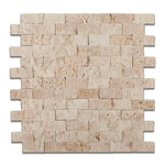 1x2 Ivory Travertine Split-Faced Brick Mosaic Tile 1x2 Ivory Travertine Split-Faced Brick Mosaic Tile - American Tile Depot