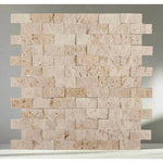 1x2 Ivory Travertine Split-Faced Brick Mosaic Tile 1x2 Ivory Travertine Split-Faced Brick Mosaic Tile - American Tile Depot