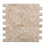 1x2 Ivory Travertine Split-Faced Brick Mosaic Tile 1x2 Ivory Travertine Split-Faced Brick Mosaic Tile - American Tile Depot