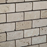 1x2 Ivory Travertine Tumbled Brick Mosaic Tile 1x2 Ivory Travertine Tumbled Brick Mosaic Tile - American Tile Depot