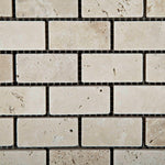 1x2 Ivory Travertine Tumbled Brick Mosaic Tile 1x2 Ivory Travertine Tumbled Brick Mosaic Tile - American Tile Depot