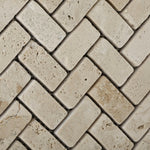 1x2 Ivory Travertine Tumbled Herringbone Mosaic Tile 1x2 Ivory Travertine Tumbled Herringbone Mosaic Tile - American Tile Depot