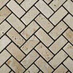 1x2 Ivory Travertine Tumbled Herringbone Mosaic Tile 1x2 Ivory Travertine Tumbled Herringbone Mosaic Tile - American Tile Depot