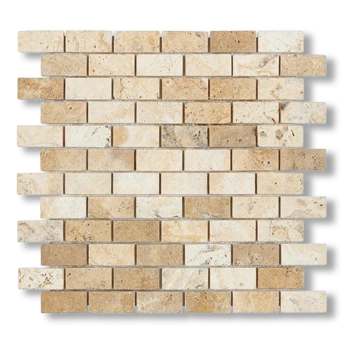 1x2 Latravonya Travertine Filled & Honed Brick Mosaic Tile