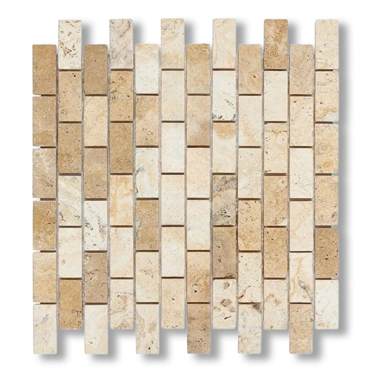 1x2 Latravonya Travertine Filled & Honed Brick Mosaic Tile - American Tile Depot