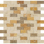 1x2 Mixed Travertine Split-Faced Brick Mosaic Tile 1x2 Mixed Travertine Split-Faced Brick Mosaic Tile - American Tile Depot