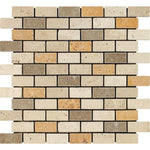 1x2 Mixed Travertine Tumbled Brick Mosaic Tile 1x2 Mixed Travertine Tumbled Brick Mosaic Tile - American Tile Depot