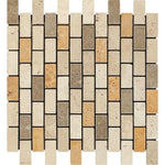 1x2 Mixed Travertine Tumbled Brick Mosaic Tile 1x2 Mixed Travertine Tumbled Brick Mosaic Tile - American Tile Depot