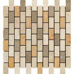 1x2 Mixed Travertine Tumbled Brick Mosaic Tile 1x2 Mixed Travertine Tumbled Brick Mosaic Tile - American Tile Depot