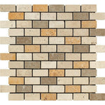 1x2 Mixed Travertine Tumbled Brick Mosaic Tile 1x2 Mixed Travertine Tumbled Brick Mosaic Tile - American Tile Depot