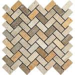 1x2 Mixed Travertine Tumbled Herringbone Mosaic Tile 1x2 Mixed Travertine Tumbled Herringbone Mosaic Tile - American Tile Depot