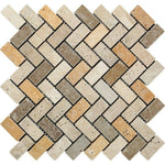 1x2 Mixed Travertine Tumbled Herringbone Mosaic Tile 1x2 Mixed Travertine Tumbled Herringbone Mosaic Tile - American Tile Depot
