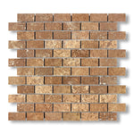 1x2 Noce Travertine Filled & Honed Brick Mosaic Tile - American Tile Depot