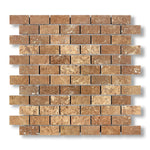 1x2 Noce Travertine Filled & Honed Brick Mosaic Tile - American Tile Depot