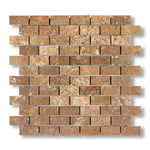 1x2 Noce Travertine Filled & Honed Brick Mosaic Tile - American Tile Depot