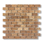 1x2 Noce Travertine Filled & Honed Brick Mosaic Tile - American Tile Depot