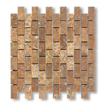 1x2 Noce Travertine Filled & Honed Brick Mosaic Tile - American Tile Depot