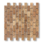 1x2 Noce Travertine Filled & Honed Brick Mosaic Tile - American Tile Depot