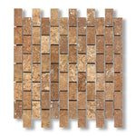 1x2 Noce Travertine Filled & Honed Brick Mosaic Tile - American Tile Depot
