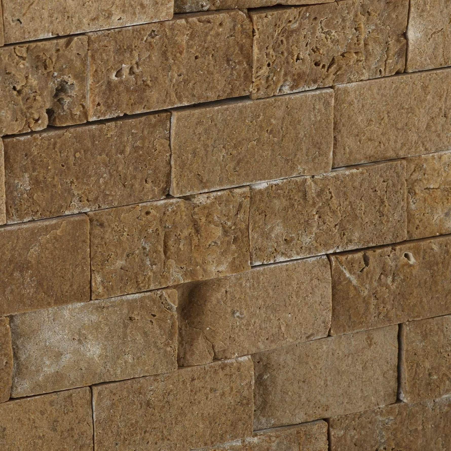 1x2 Noce Travertine Split-Faced Brick Mosaic Tile 1x2 Noce Travertine Split-Faced Brick Mosaic Tile - American Tile Depot