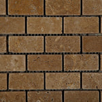 1x2 Noce Travertine Tumbled Brick Mosaic Tile 1x2 Noce Travertine Tumbled Brick Mosaic Tile - American Tile Depot