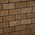1x2 Noce Travertine Tumbled Brick Mosaic Tile 1x2 Noce Travertine Tumbled Brick Mosaic Tile - American Tile Depot